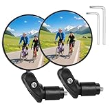 2 Stück Fahrradspiegel Klein - Fahrradspiegel HD 360° Verstellbar und 180 ° Faltbar - Rückspiegel Fahrrad für Rund Lenkerende 18-22 mm Universal für E-bike Links, Mountainbike, Rennrad, Scooter