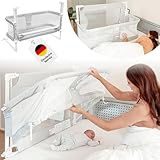 BabybeFun Beistellbett Baby [Stillen im eigenen Elternbett] Babybett für Boxspringbett und normales Bett mit Überrollschutz [Extra Sicher] Rausfallschutz Bett | Kinderbett Alternative