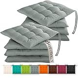 Gräfenstayn® 8er-Set Sitzkissen 40x40x3cm mit Haltebändern für Indoor und Outdoor mit Öko-Tex Siegel - (Anthrazit)