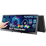 12.3 Tragbarer Touchscreen Monitor,1920 * 720 IPS Mini Touch Screen,Reisemonitor mit Klappständer & Lautsprecher, HDMI USBC CNC Externer Monitor für Laptop Telefon Aida64 GPU CPU RAM Überwachung, VESA