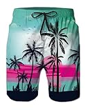 NEWISTAR Badeshorts für Herren Badehose Hawaii Board Shorts 3D Druck Schwimmhose Meshfutter Strandshorts Beach XL