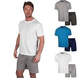 Light & Shade Herren Lsset032 Pyjama-Set, Weiß/Grau meliert, L