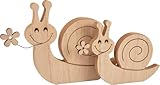 VBS Schnecken Sunny und Flower 2er-Set 15-19,5cm Holzdeko Figur Deko Dekofigur Holzdekoration