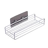 ERINGOGO 2 Stück Badezimmer Eisen Aufbewahrungsregal ohne Bohren mit Aufkleber Rostfreies Langlebiges Wandregal für Dusche Shampoo und Duschgel Weiß Schwarz Platzsparend