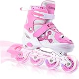 ERNAN Verstellbar Inliner für Kinder.Inline Skates,Verstellbare 4 Größen Inline Skates für Mädchen/Kinder/Jungen, Kinder für den Innen und Außenbereich (Pink, S)
