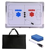 Hanlintk Taktiktafel für Fußballtrainer, tragbares Fußball-Magnettaktik-Strategietafel-Set, inklusive Whiteboard-Marker, Radiergummi, magnetischen Markierungsmünzen und Aufbewahrungstasche