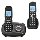 Alcatel XL595 Voice Duo schnurloses Großtastentelefon mit Zwei Mobilteilen und Anrufbeantworter extra großes Festnetztelefon für zuhause mit Anrufschutz
