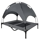 LILIIN Erhöhtes Hundebett Hundebett Haustierbett mit Dach, Hundeliege Outdoor mit Wasserdicht Dach & rutschfeste Fußpolster, für Außen und Innen, 92x76x92cm, L