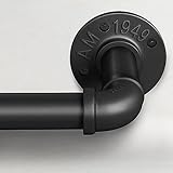 Gardinenstange Schwarz Ausziehbar, Industrial Vorhangstange Deckenmontage, Industriell Scheibengardinenstange 25 mm Durchmesser, 76 bis 152 cm, Schwarz