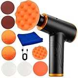 Mini Poliermaschine Auto, 148W Car Polisher Kit Akku Polierer Wiederaufladbare Kabellose Auto Poliermaschinen mit Polierpads+2x 2000mAh+2 Geschwindigkeit für Kratzerentfernung Wachsen Polieren