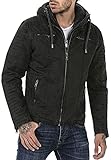Redbridge Jacke für Herren Winterjacke Übergangsjacke mit Kapuze Gesteppt Biker-Jacke Schwarz XL