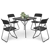 Sekey Gartengarnitur Set, Garten-Essgruppe 4 Personen, Balkonset Balkonmöbel Set 4 Stühle mit Tisch, Klappbar Gartentisch mit Stühlen Set Terrassenmöbel für Terrasse, Balkon, Bistro, Garten