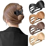 PROPOG Haarspangen Damen, 4 Stück Flache Haarklammer Große, Rutschfest Flat Claw Clip Elegant Französische Haarspange für Dickes & Dünnes Haar, Alltag, Sport oder Entspannung(Braun)