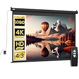 HOMCOM Beamer Leinwand 203 x 152 cm 100 Zoll 4:3 HD 4K Projektionsleinwand Elektrische Motor Leinwand mit Fernbedienung für Heimkino oder Präsentationen Schwarz