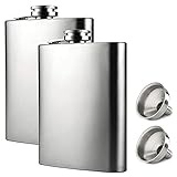 2X Flachmann mit Trichter,4 oz. 304 Edelstahl Hip Flask 100% Auslaufsicher,Ttragbarer Flachmann für Männer Frauen