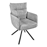 invicta INTERIOR Retro Stuhl Big George grau drehbar mit Armlehnen und Federkernpolsterung Esszimmerstuhl