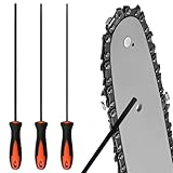 3 Stück Feile für Kettensäge, Rundfeile Kettensäge, Kettensägefeile mit Griff, Pferd Rundfeile aus Kohlenstoffreichem Stahl, Gibt es 3 Größen von 4.0 mm, 4.8 mm, 5.5 mm, Geeignet für Kettensägen
