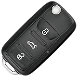 Retoo 3-Tasten Schlüssel Gehäuse der Fernbedienung Typ Messer für VW Golf, Polo, Bora, Passat, Tiguan, Sharan, Transporter, Skoda, Seat, Pilot Autoschlüssel, Car Key Shell Cover, Schlüssel, Schwarz