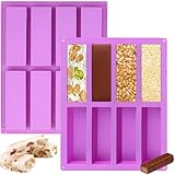 2 Stück Silikonform Rechteckig, Silikonform 8 Mulden Antihaft, Müsliriegel Backform, Rechteckige Energieriegel Silikon Form, Zur Herstellung von Schokoriegeln, Muffins, Brownies und Käsekuchen
