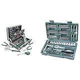 Brüder Mannesmann Werkzeuge 90-teilig Werkzeug-Koffer, 1 Stück, M29067 & M29166 130-tlg. Steckschlüssel- und Bitsatz