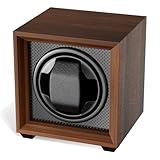 Newaner uhrenbeweger für automatikuhren mit leisem Motor, 2 einstellmodi, quadratisch nussbaumfarbenes uhrengehäuse, mit USB-ladeanschluss und Memory-Schaumstoff, für mechanischen uhrenaufzug