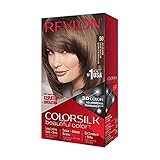 Revlon Permanente Haarfarbe, Permanentes Haarfärbemittel, Colorsilk mit 100 % Grauabdeckung, Ammoniakfrei, Keratin und Aminosäuren, 50 Light Ash Brown