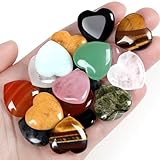 AWARDSEN 10 PCS Heilsteine Herz Kristalle Set Pocket Edelsteine, 0.8' Rosenquarz Obsidian Kristalle Edelsteine in Bulk für Motivationsgeschenke, Energieaufladung und Reiki Heilung Geschenke für Frauen