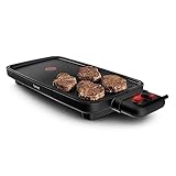 Tefal Plancha Booster Tischgrill, 2200 W, extra große Grillfläche, Boost-Zone, 6 Temperaturstufen, durchgängige Grillplatten, inklusive Fettablaufrinne, Thermo-Spot, Schwarz, CB6428