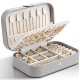 Vlando Schmuckkästchen Reise, Schmuckkasten Klein, Schmuckaufbewahrung mit Stil, Schmuck organizer für Ohrringe, Schmuck-Reiseetui Reise, Geschenkidee für Frauen Mädchen