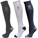 Pramoda 3 Paar Damen Baumwoll Reitsocken Anthrazit - Navy Blau - Grau (36-40)