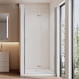Cozynest Duschtür 75 cm Einzelfalttür Falttür Nische Dusche für Duschkabine Duschabtrennung, Rahmenlos Faltbar Duschfalttür 180° Schwingtür Duschwand Glas 6mm ESG-Sicherheitsglas, Höhe 195cm