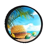 Phelika Strohhüte Sonnenbrillen am Strand Reserveradabdeckung PVC Leder Radschutz Wetterfest Universal Staubdicht für Anhänger Wohnmobil SUV LKW Camper Reise Anhänger Zubehör 35,6 cm
