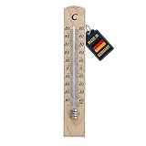 TFA Dostmann Analoges Innenthermometer, 12.1004, hohe Genauigkeit, aus massiven Buchenholz, Braun, L 35 x B 15 x H 206 mm