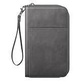 FINTIE Reisepass Tasche Familie Reiseorganizer, Wasserdicht Reisepasshülle Ausweistasche Dokumentee mit RFID Blockier für Damen und Herren (Dunkelgrau)