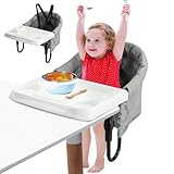 Tischsitz Baby mit Abnehmbares Tablett, Faltbarer Reisehochstuhl zum Klammern, Sitzerhöhung Stuhl Kind mit 5-Punkt-Sicherheitsgurt, Essen & Fütterung Boostersitz für Kleinkinder, Ideal für Unterwegs