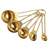 SOLUSTRE 1 Satz Messbecher Messlöffel Set Scoop Teelöffel Backen Haushalt Stapelbar Schaufeln Kochen Rostfrei Mehrzwecklöffel Esslöffel Messlöffel Küchenzubehör 430er Edelstahl Golden