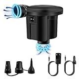 Segotendy Elektrische Luftpumpe, Elektrische Luftpumpe mit 3 Düsen und Kfz-Ladegerät, Tragbar, Elektrische Pumpe für Luftmatratzen, Aufblasbares Schwimmbad, Schwimmring, Planschbecken