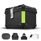 Top Case Motorrad, Topcase Universal für Motorrad, Kofferraum, zur Aufbewahrung von Helmen, Box für Motorräder mit Sicherheitsschloss, aus wasserdichtem ABS-Kunststoff, Top Case (57 l)