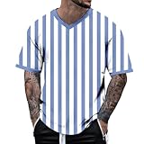 Herren T-Shirts V-Ausschnitt Muscle Tshirts Farbblock Sommershirt Gestreifte Hemd Mode Casual Sportshirt Laufshirt Atmungsaktive Freizeithemd
