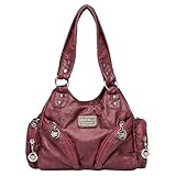 GSenhui City Bag Vintage Handtasche aus Weiches Leder, Hobo Bag Klein Schultertasche Vielen Fächern Ledertasche Damen-Henkeltasche Retro Umhängetasche Frauen für Mutter Punk-Stil