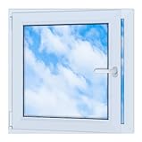 LORAC | Kunststofffenster weiß 800x800mm, 80x80cm, PCV, DIN Links, kippbar & ausstellbar, 2-fach Verglasung, energiesparend – Fenster mit CE-Zertifikat für Keller und Wohnung