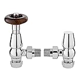 ZAMUNA Abgewinkeltes Designer-TRV-Thermostat-Heizkörper- und Handtuchhalterventil mit traditionellem Kreuzkopfventil, Säulenheizkörperventil (Chrom)