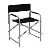 Baroni Home klappbarer Regiestuhl aus Stahlrohr, ergonomischer Klappstuhl mit Rückenlehne, faltbar und platzsparend, aus Leinwand, für Camping, Meer und Strand, 56x44x76 cm, Schwarz