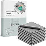 Bellphany XXL 8er Set Brillenputztücher Mikrofaser - 30 x 30 cm Mikrofasertücher Brillenputztuch in Optikerqualität (Grau)