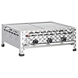 LAPOOH Gastro-Gasgrill BBQ Bräter 3 Brenner, Grill Gas, Gas Tischgrill, Tischgasgrill, Kombigrill, Grill Für Balkon, Grillstation, Edelstahl