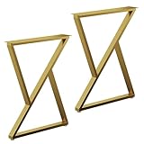 Schreibtischbeine aus Metall mit verstellbaren Füßen und Befestigungsschrauben, einfache Selbstmontage für Schreibtisch oder Couchtisch, Größe wählbar (Gold, 45 x 60 cm)