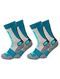 Occulto Damen Wandersocken 2er Pack (Modell: Gerlinde) Türkis-Grau 35-38