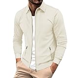 Sweatjacke Herren Ohne Kapuze - Bomberjacke Herren Winter Mit Reißverschluss Freizeitjacke Reverskragen Laufjacke Waffel-Outdoorjacke Einfarbig Oberbekleidung Klassisch Regular Fit Übergangsjacke