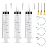 GOLDEROC 3 Stück Spritzen 50ml (60ml), Spritze mit Schlauch, Wiederverwendbare Dosierspritzen aus Kunststoff, Aufziehspritze zum Befüllen für Laborproben, Pflanzenbewässerung, Tierfütterung