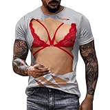 Langärmeliges T-Shirt für Herren, lässig, mit dem Hund spazieren gehen, kurzes Oberteil mit Rundhalsausschnitt, lustiges Shirt für Herren, hellgrau, XL